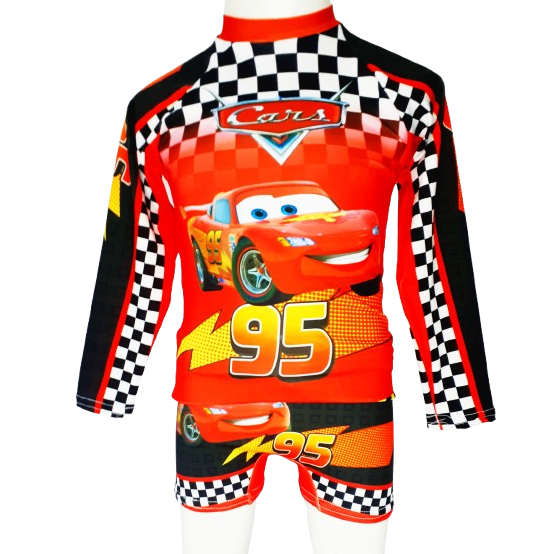 CAMISA E SUNGA RELAMPAGO MCQUEEN PROTEÇÃO SOLAR UV