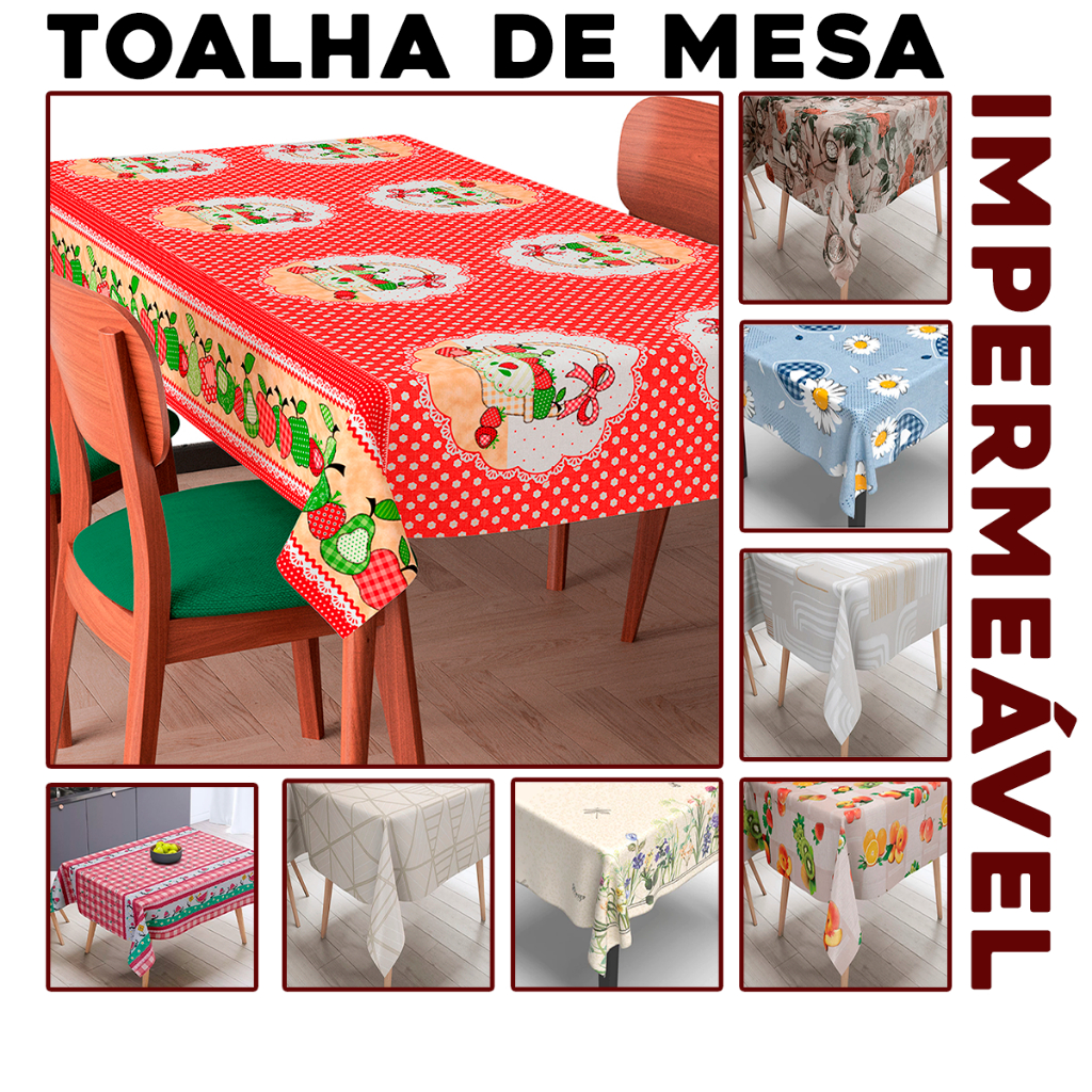 Toalha de Mesa Plástico Térmica Impermeável Premium para Mesas 4 CadeiraS / 6 Cadeiras / 8 Cadeiras