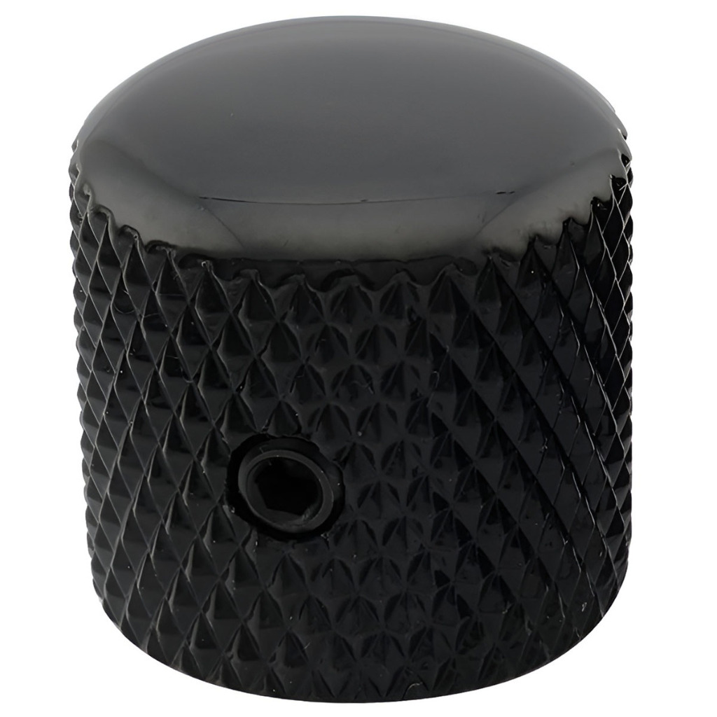 Knob De Metal Para Guitarra E Baixo Com Parafuso Preto Eixo 6mm
