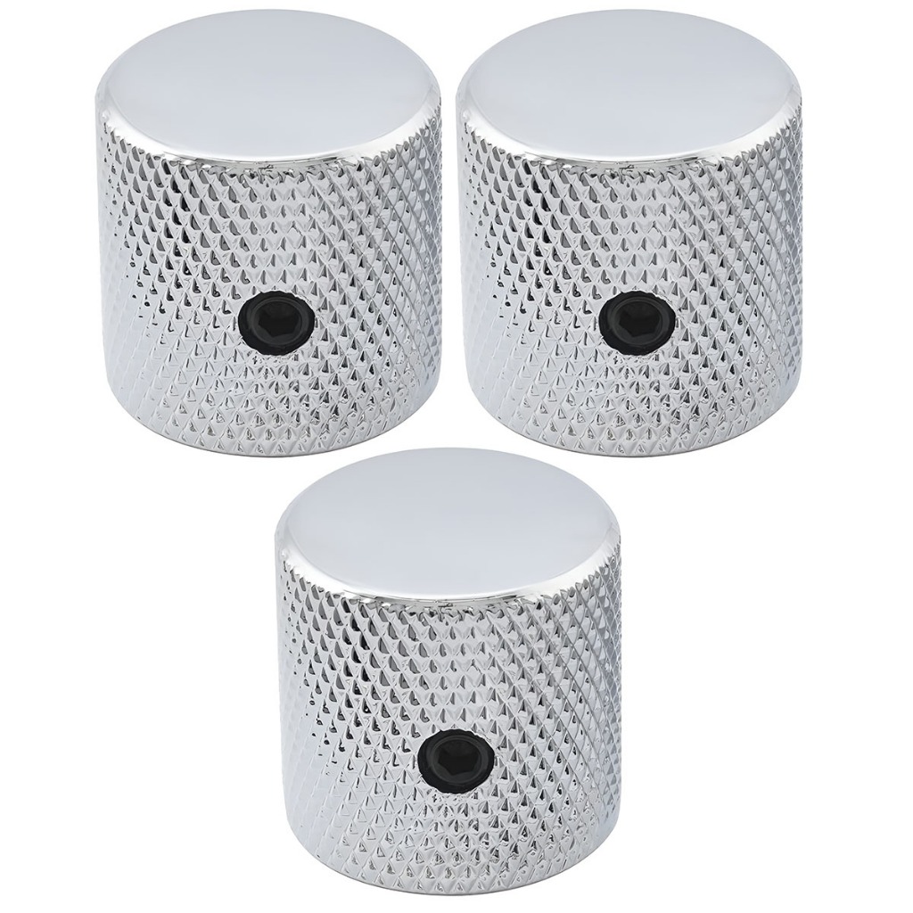 Kit Com 03 Knob De Metal Flat Top Para Contra Baixo Guitarra