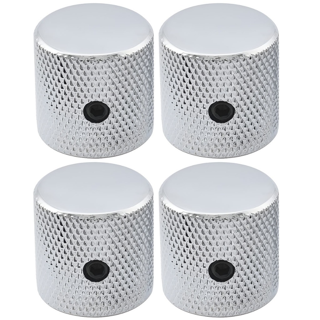 Kit Com 04 Knob De Metal Flat Top Para Contra Baixo Guitarra