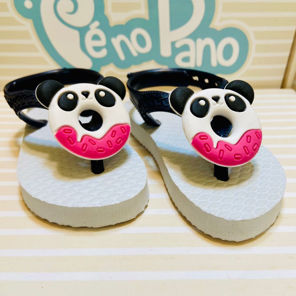 Chinelo Infantil Feminino Pé no Pano Panda Leve e Confortável
