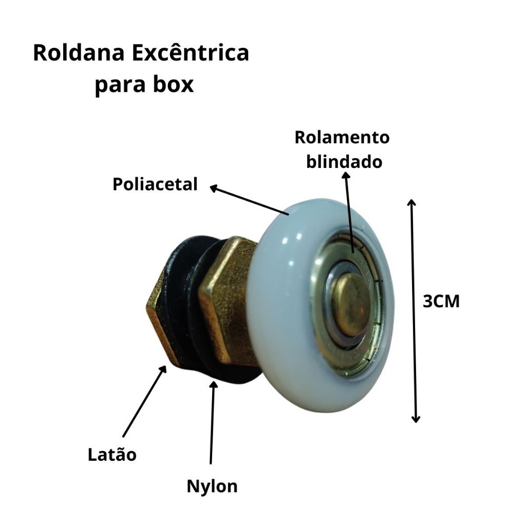 Roldana Para Vidro Excêntrica Temperado Box de Vidro