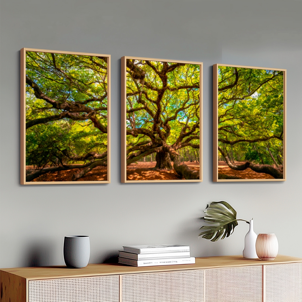 Conjunto 3 Quadros Modernos Natureza Moldura 40X60 cm Hall Escritório — imagem 2 de 2