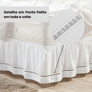 Saia Box Casal King Com Ponto Palito Branco em Oferta na Shopee