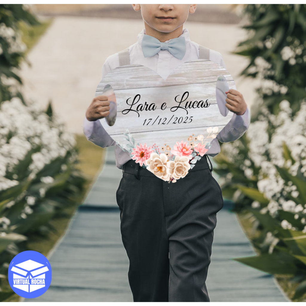 Placa Decorativa Casamento Coração Porta Aliança em Oferta na Shopee