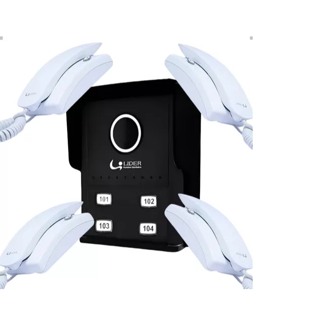 Porteiro Coletivo Lr804 + 4 Fones Lider Interfone 4 Pontos