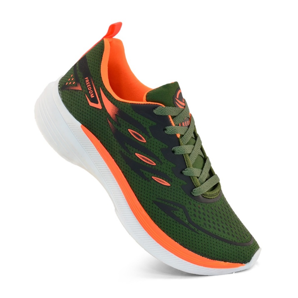 TENIS MASCULINO CORRIDA CAMINHADA TREINO LEVE FREEDOM VERDE LARANJA LANCAMENTO em Oferta na Shopee