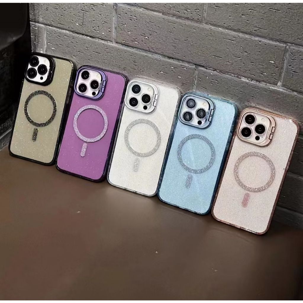 CAPA DE LUXO MAGNETICA COM BRILHO GLITTER  SUPORTE PARA CELULAR PARA IPHONE 11/12/13/14/15/16