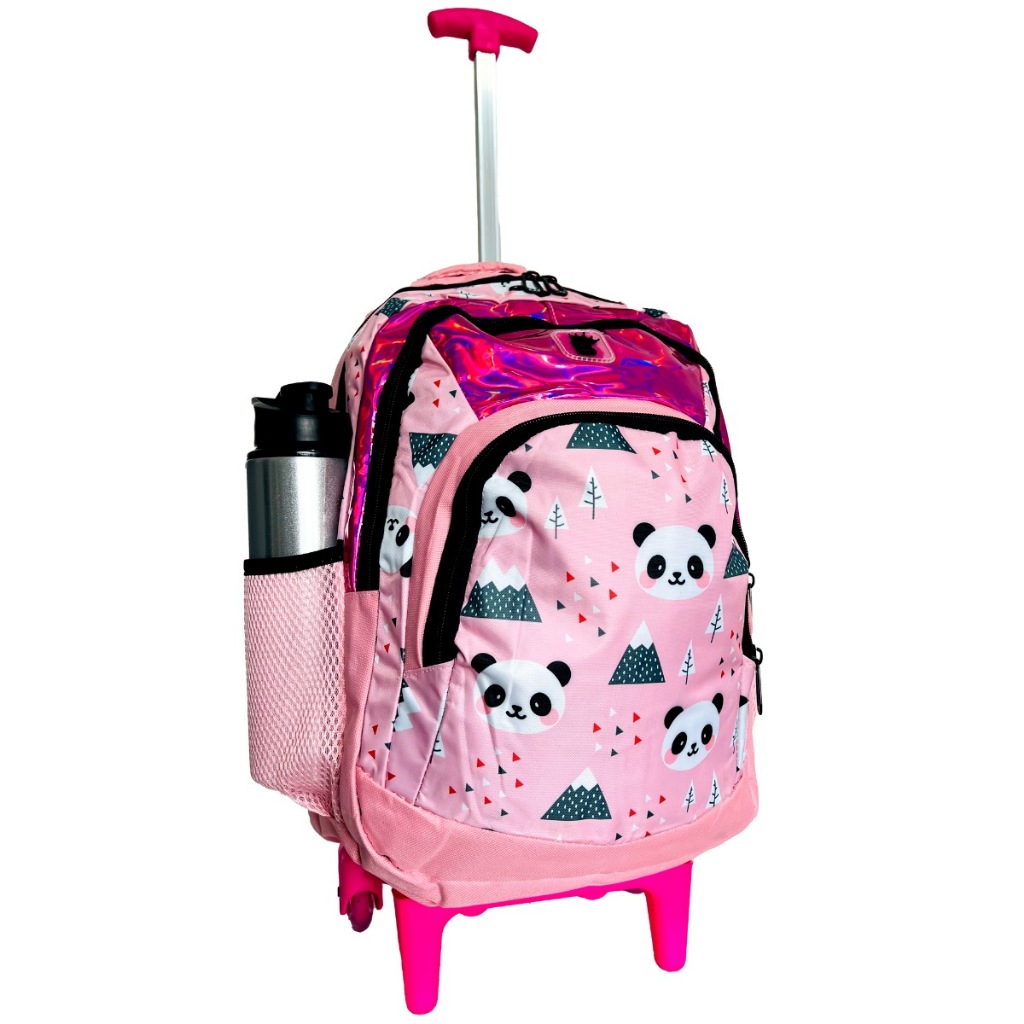 Mochila Escolar Feminina Rodinhas Panda Várias cores Resistente em Oferta na Shopee