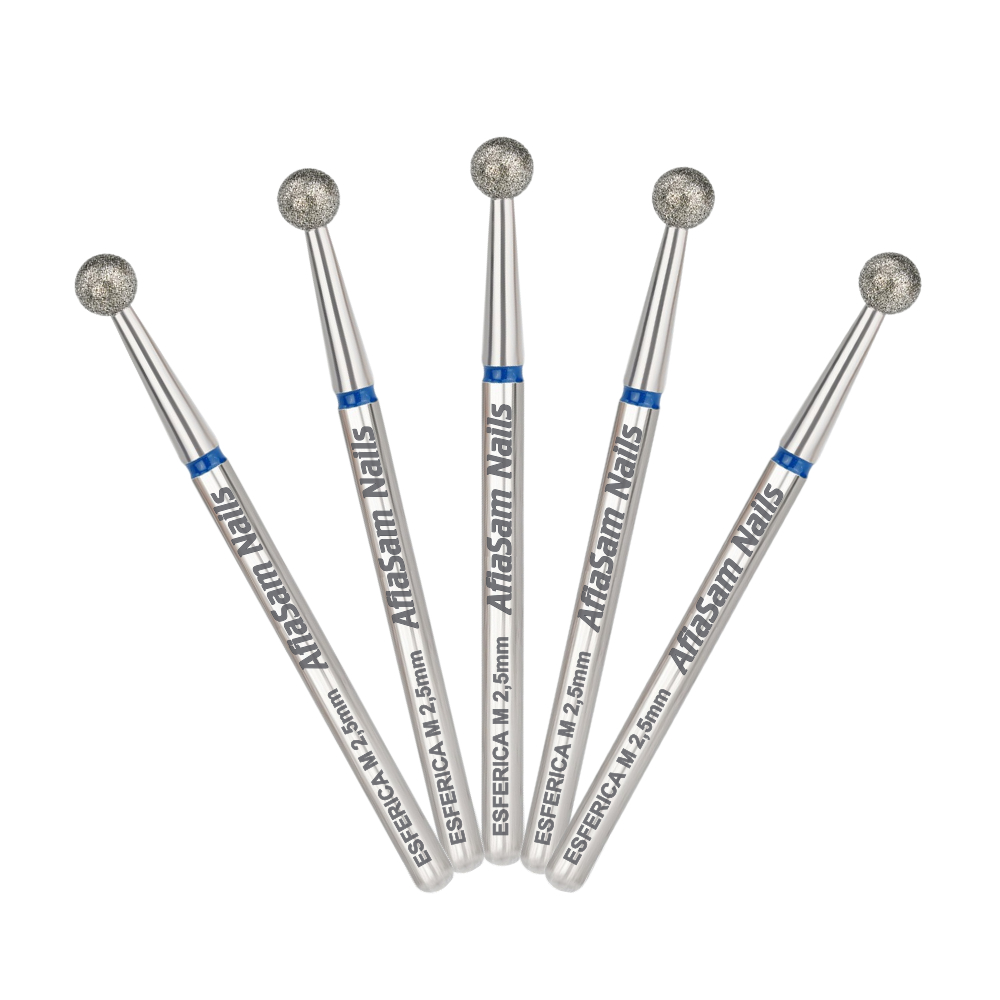 5 Broca Diamantada Esférica Azul 2,5mm Unhas Alongamento