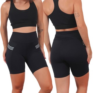 Bermudas Feminina Com Bolsos Suplex Poliamida Geladinho em Oferta na Shopee