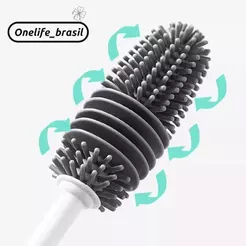Escova de Silicone Para Lavar Louça Copos Garrafas Mamadeiras Taças Cabo Longo