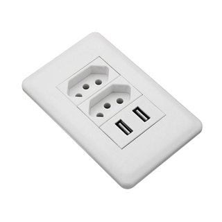 Tomada de Parede Dupla Com Entrada Usb e tipo C 5V Bivolt - 4 em 1 Carregamento Rápido Multi Carregamento