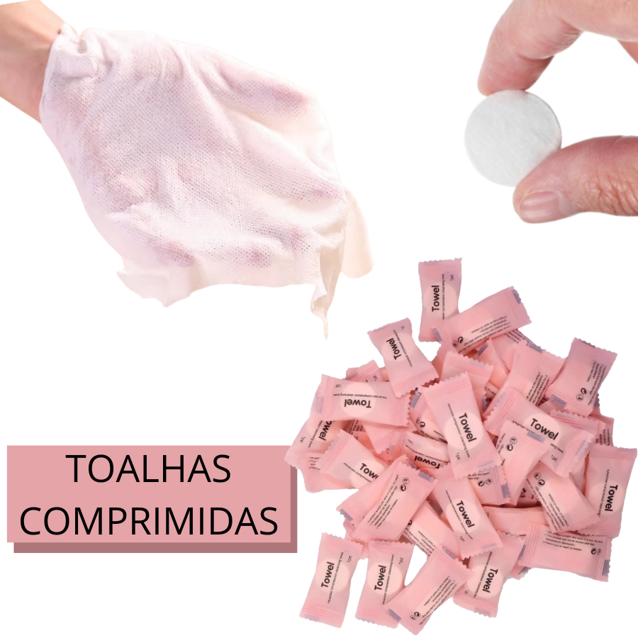 KIT Toalhas Comprimidas para Utilidades em geral Maquiagens Limpeza Rosto