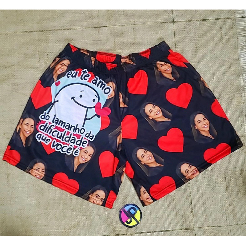 SHORT PERSONALIZADO DIA DOS NAMORADOS COM FOTO em Oferta na Shopee