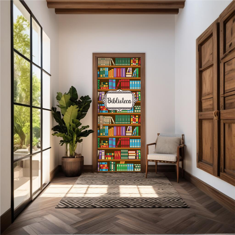 Capa De Porta Em Tecido Sublimado 2,0x0,8m C/ Elástico Decoração Tema Biblioteca Escola em Oferta na Shopee