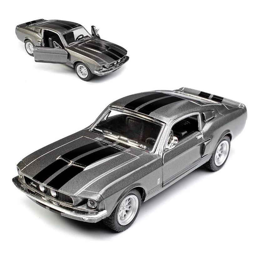 Miniatura Mustang Shelby GT500 1967 escala 1:38 kinsmart Cinza