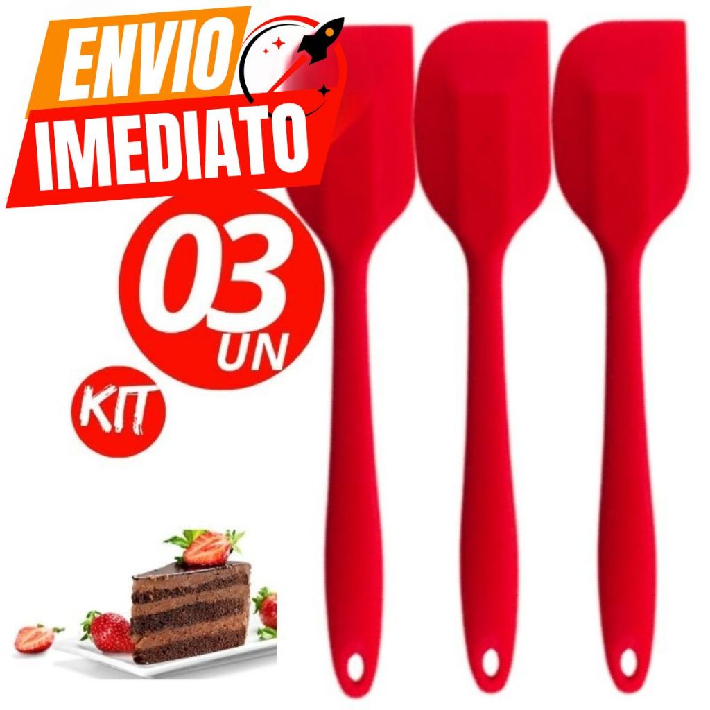 Imagem Kit 03 Espatula Pao Duro de Silicone Casa Cozinha Buffet Restaurante