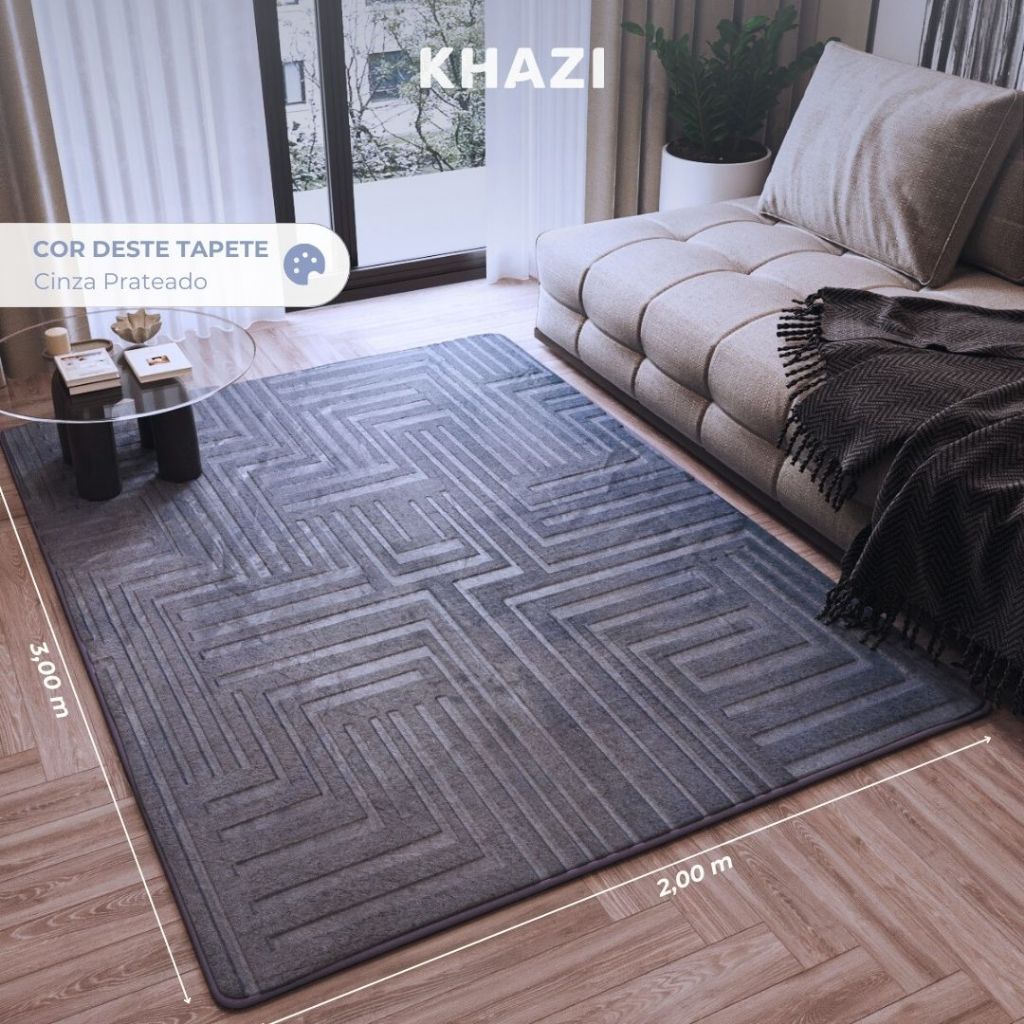 Tapete de Sala Antiderrapante Gigante Itália Aveludado Premium Várias Cores Moderno 2,00m ...