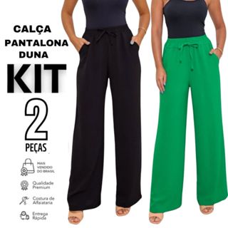 Kit 2 Calça Pantalona Duna Feminina Cintura Alta ENVIO IMEDIATO