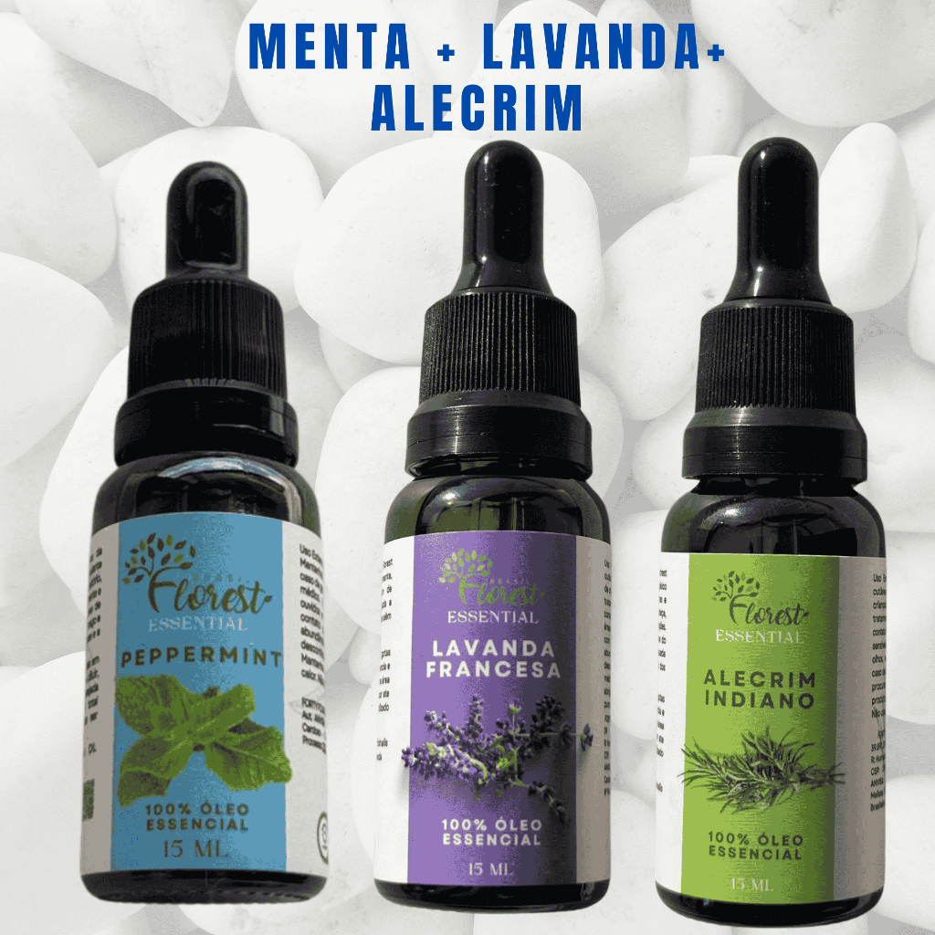 Kit Óleo Essencial Peppermint, Lavanda e Alecrim Florest Brasil em Oferta na Shopee