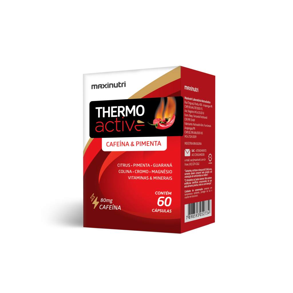 Thermo Active Maxinutri Cafeína e Pimenta Suplemento em cápsulas