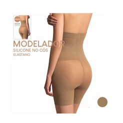 Modelador Selene Levanta o Bumbum Afina Cintura Compressão 9800 Silicone No Cós Feminino Cós Alto