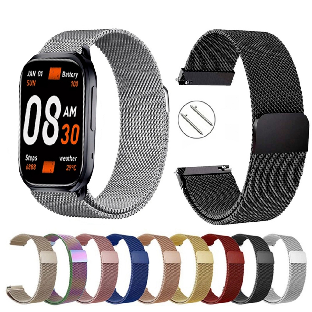 Pulseira de 22mm milanesa aço inox para Smartwatch QCY GS S6 de Engate Rapido