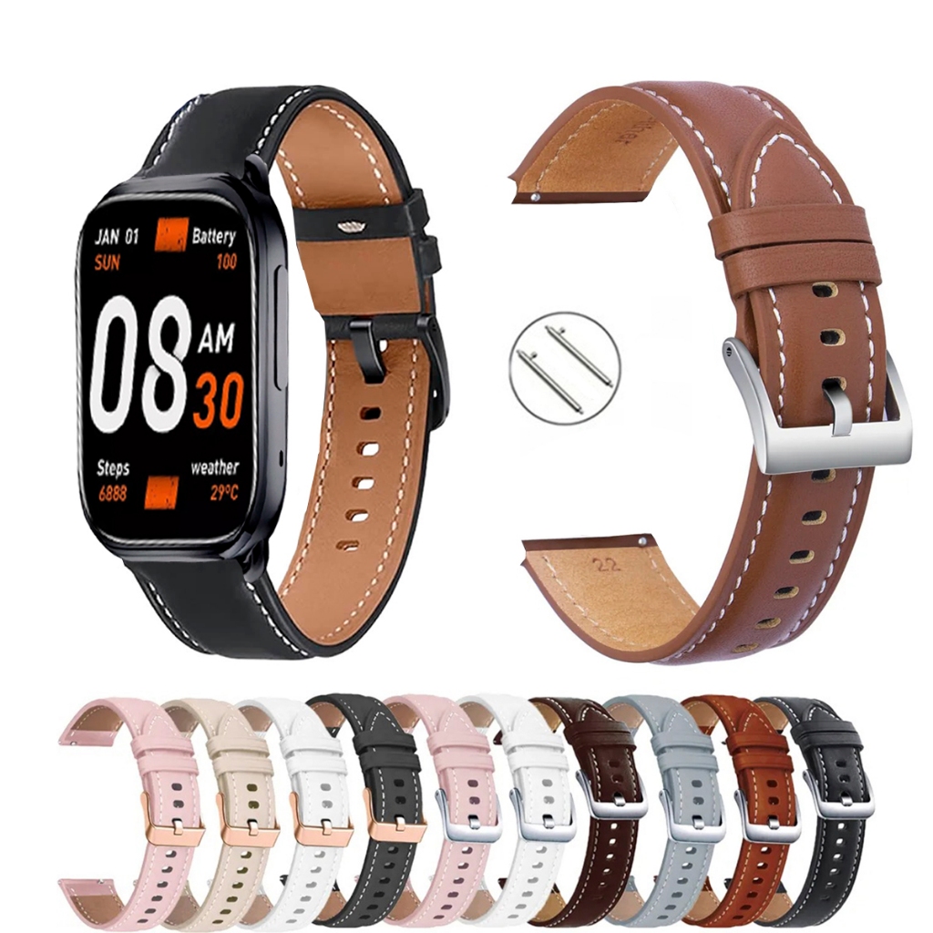 Pulseira 22mm de Couro para Smartwatch QCY GS S6 de Engate Rapido