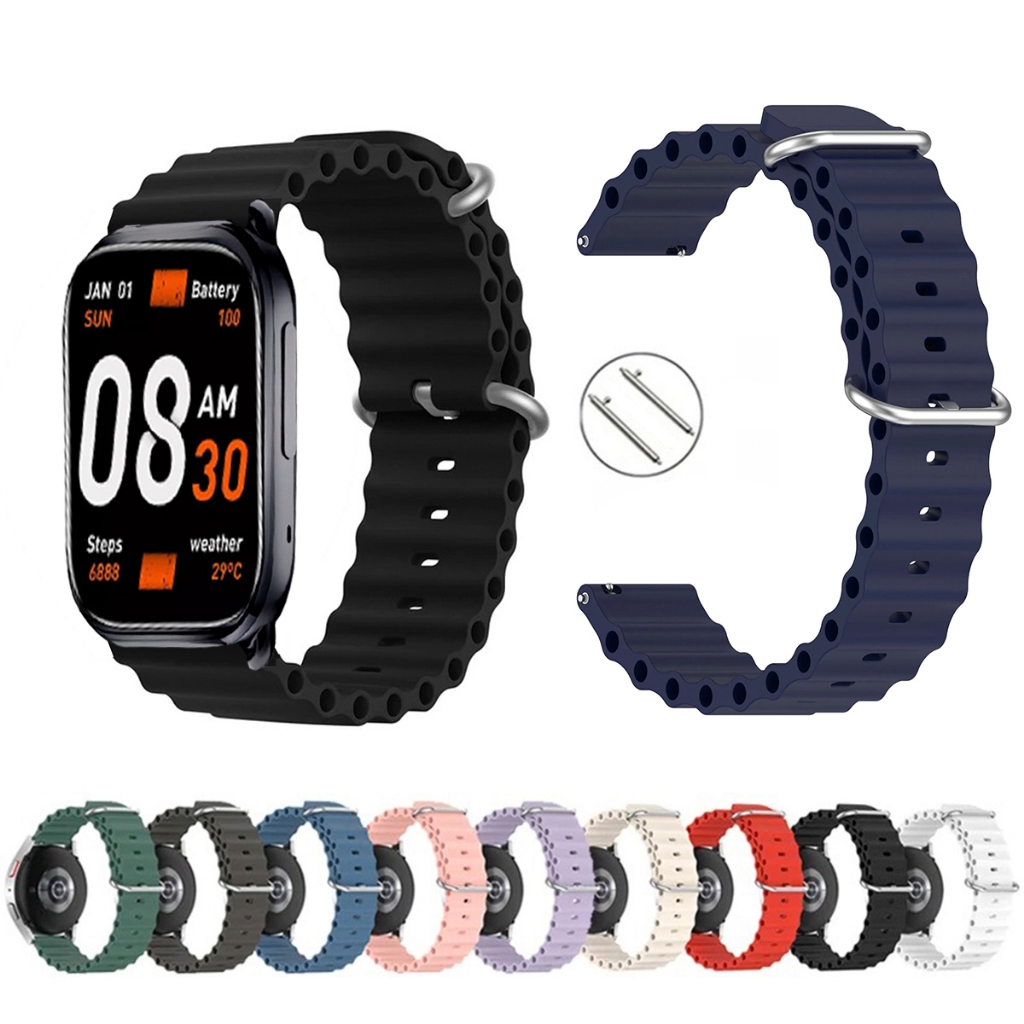 Pulseira 22mm Silicone Oceano para Smartwatch QCY GS S6 de Engate Rapido