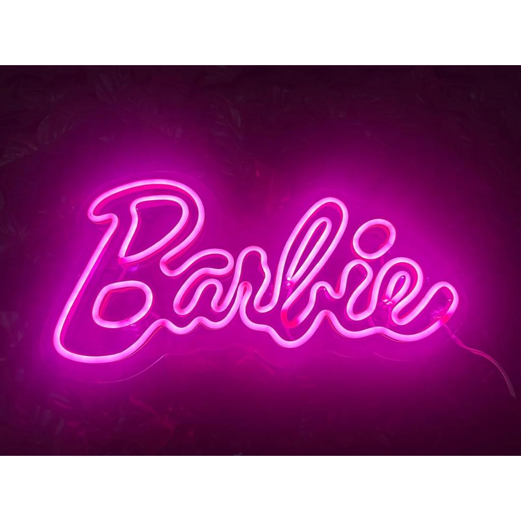 Painel Luminoso Led Neon - Escrita Barbie 44x24 CM Rosa