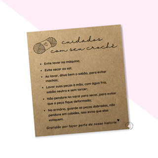 Cartão Cuidados Com Peças De Crochê 9X10cm Kraft em Oferta na Shopee