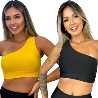 Top Cropped Fit Feminino Regata Um Ombro Só Suplex Cores em Oferta na Shopee