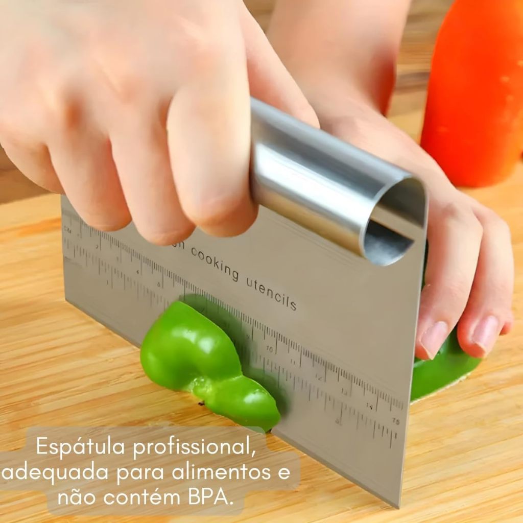 Kit 2 Raspador Espátula Em Inox Prática De Massa Com Cabo Tubular 15cm Inoxidável Multiuso para Cozinha com Régua