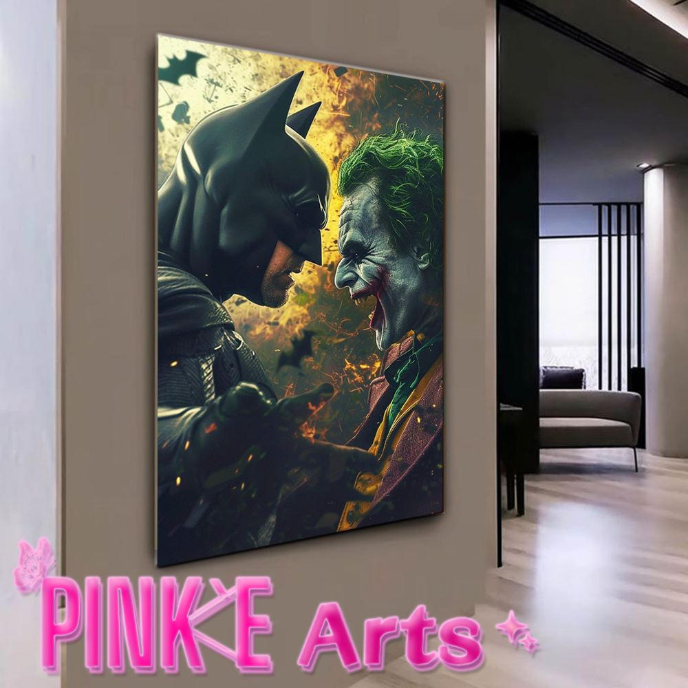 Quadro Decorativo Grande Peça Única Batman VS Coringa Vilão Decoração Sala/quarto Placa MDF 4K Full