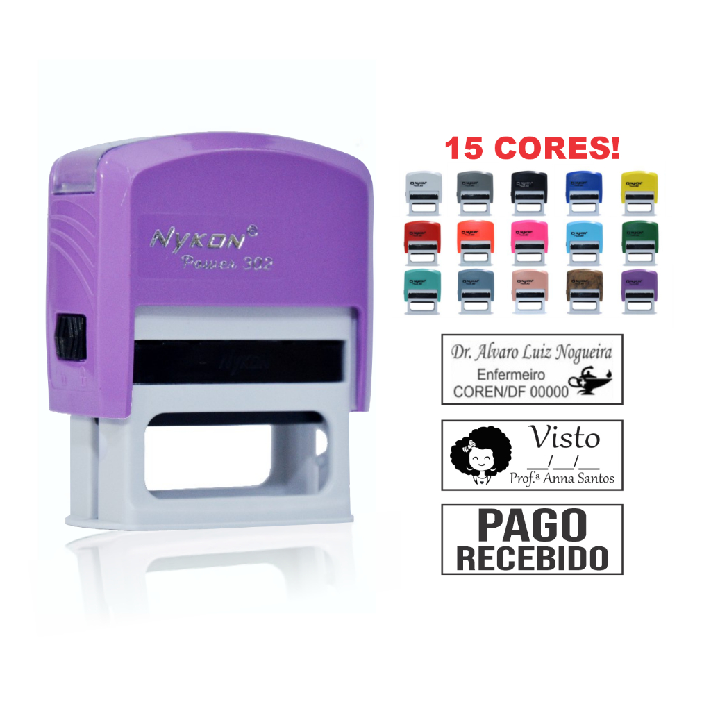 Carimbo Automático Personalizado - Modelo Nykon 302 - 14x38mm em Oferta na Shopee