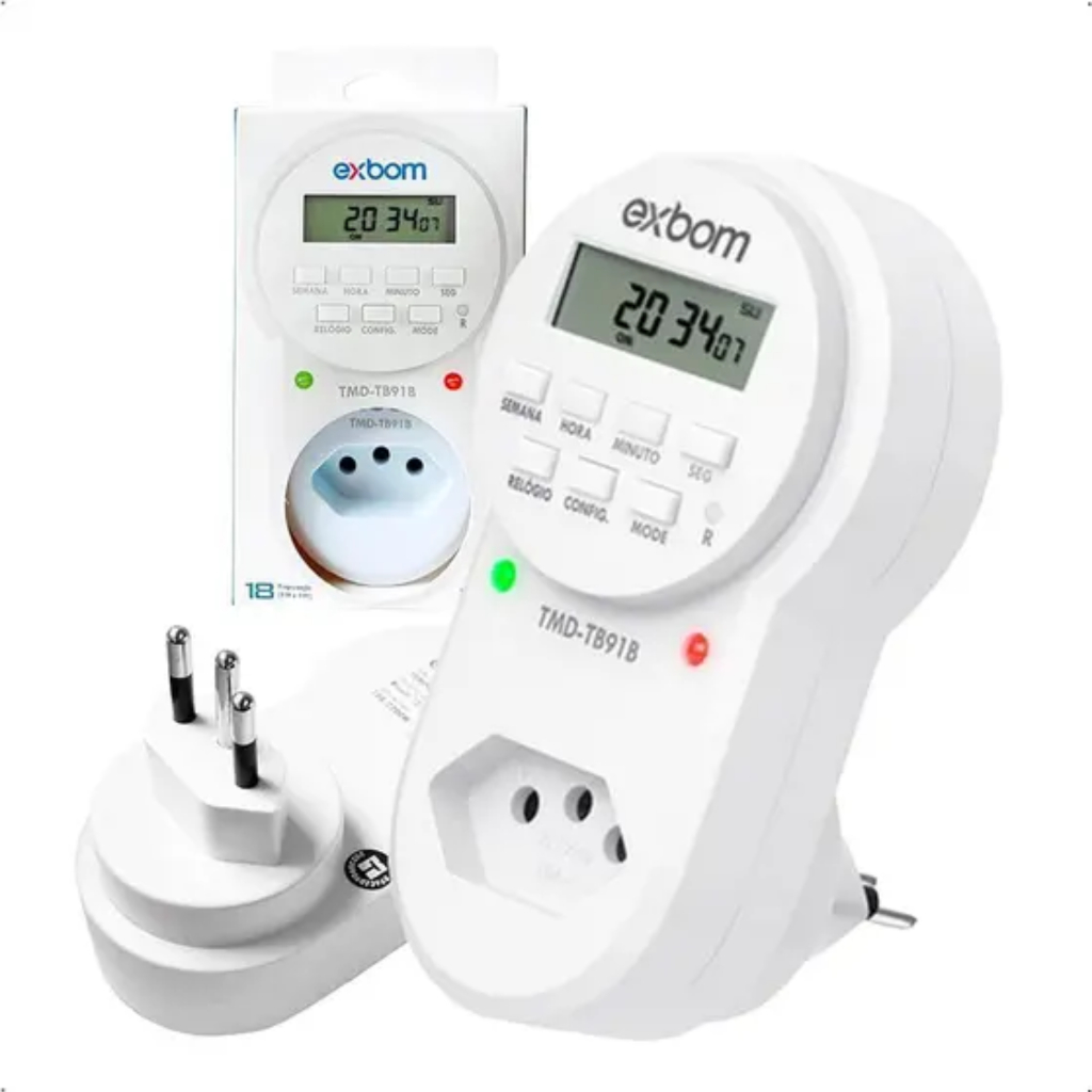 Temporizador Timer Digital Tela LCD Programável Bivolt Tomada