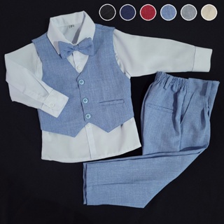 Conjunto Batizado Pajem Colete Azul Serenity Visual de Linho 1 a 12 em Oferta na Shopee