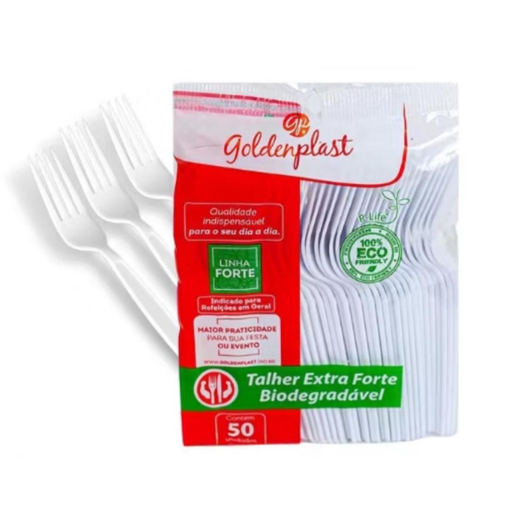 Garfo Descartável Branco Extra Forte  c/100 Golden Plast em Oferta na Shopee