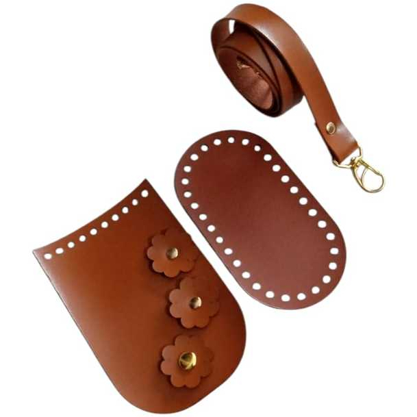 Kit para mini bag Floral couro ecológico ideal para bolsas de crochê