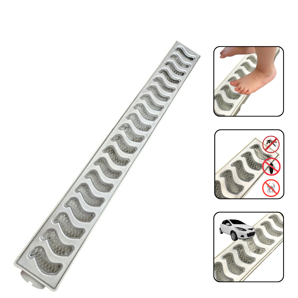 12 Ralos Linear 6x50cm Elite sifonado Com Tela Anti Insetos e Grelha Em Alumínio
