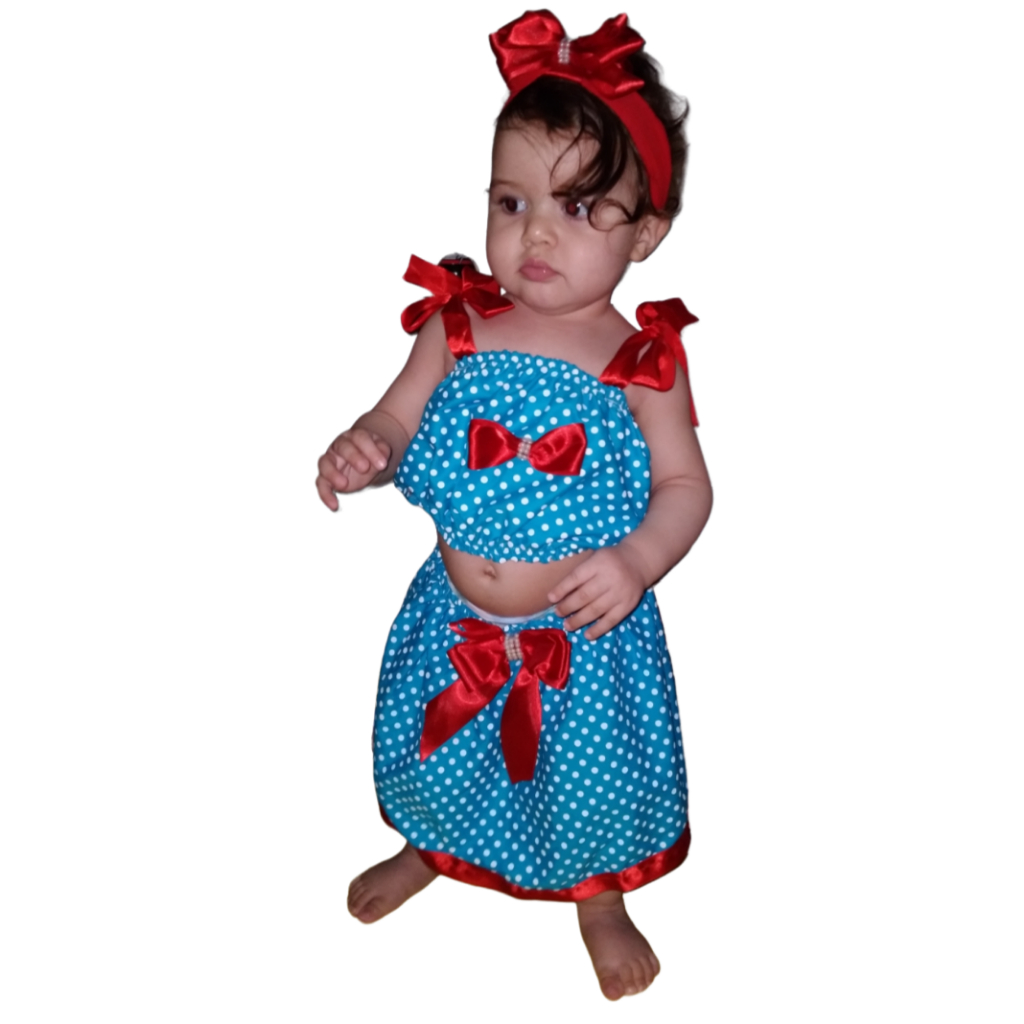 Saia Azul Da Galinha Pintadinha E Top Com Alças Infantil