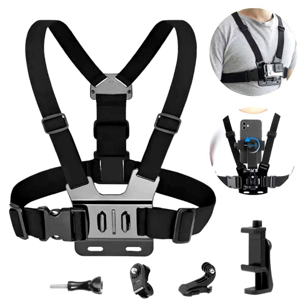 Colete Suporte Peito para Celular e GoPro Reforçado – Chesty Band para Cameras De Ação