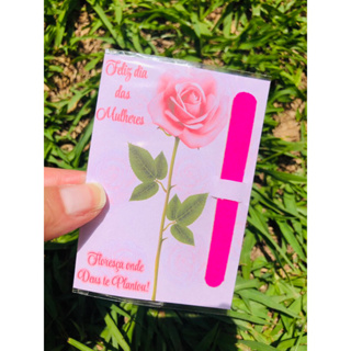 50 Cartões com mini lixa de unha rosa, para o Dia das Mulheres em Oferta na Shopee