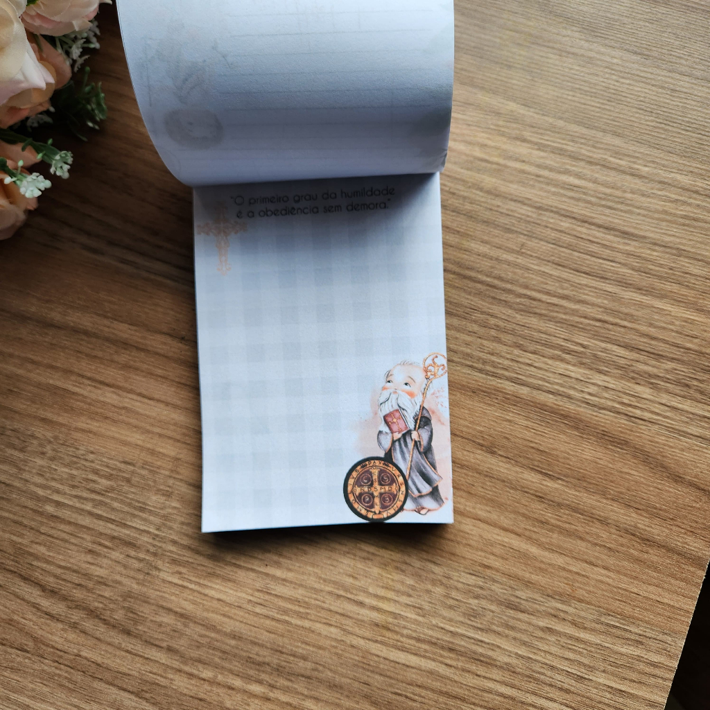 Bloquinho Personalizado - Católico - Santinhos e Nossa Senhora - 100 Folhas