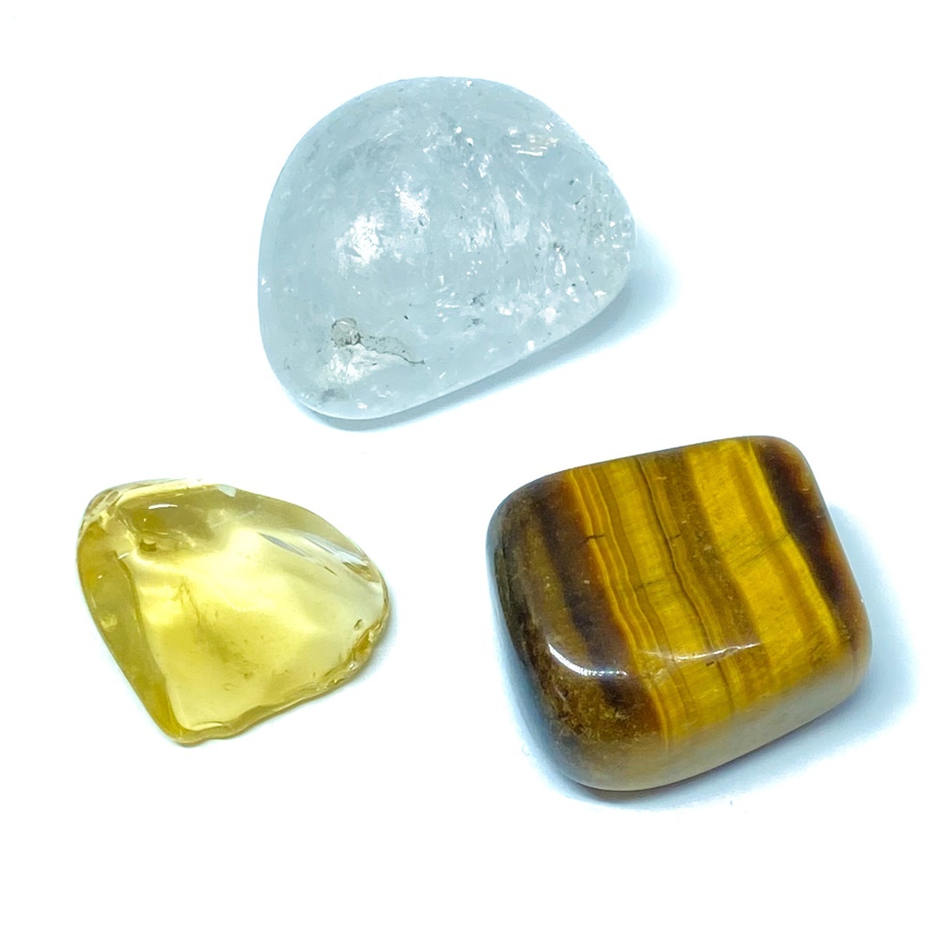 Kit Mini Cristais Prosperidade Força Sucesso | Pedras Naturais | Cristal, Citrino e Olho De Tigre