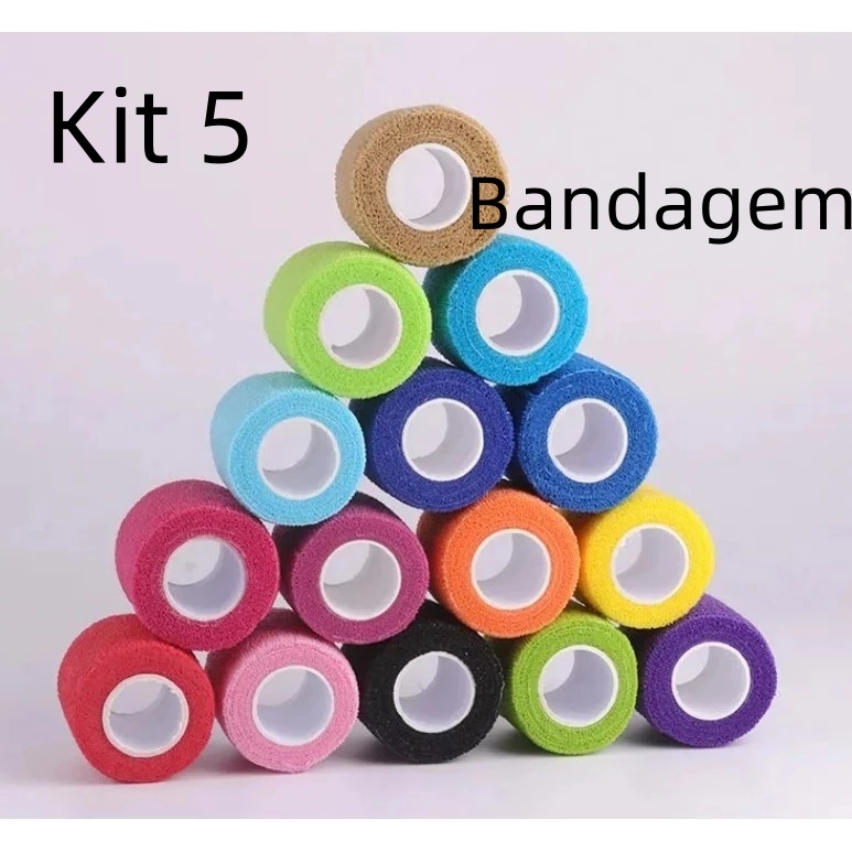 Kit 5 Bandagem Elástica Ataduras de Poliéster de alta qualidade para tatuagem e micro pigmentação