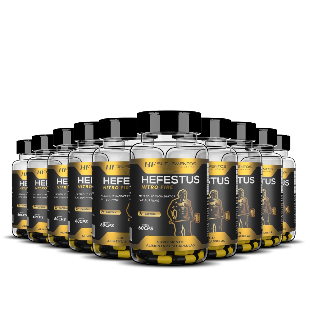 Kit Hefestus Pré-Treino 60 cápsulas Combo 5 unidades HF Suplementos – Energia e Foco para Treinos!