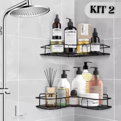 Kit 2 Porta Shampoo Sabonete Suporte De Canto Parede Banheiro Box Prateleira
